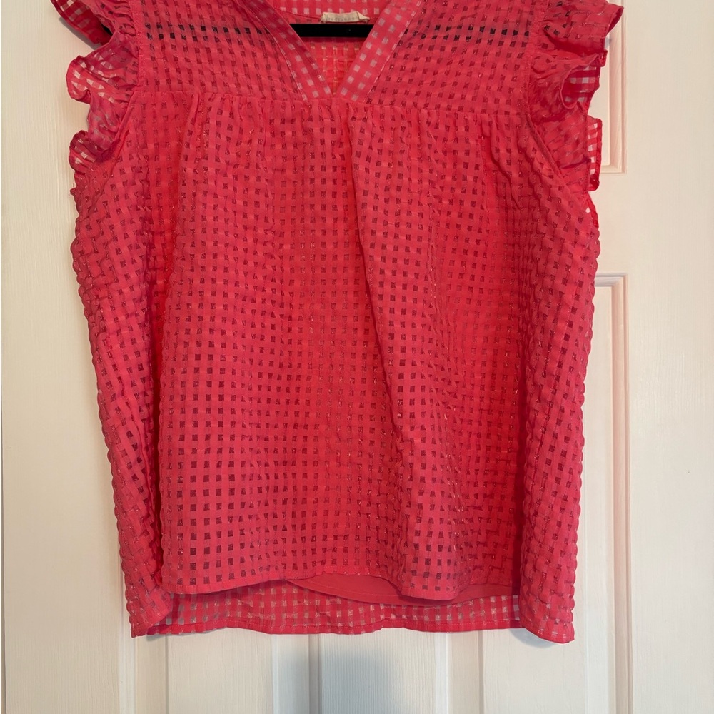 Women's Pink Ruffle Sleeve Top